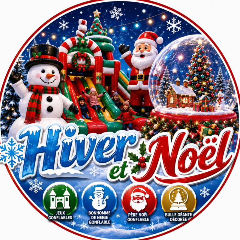 jeux gonflables noel hiver, bonhomme de neige gonflable